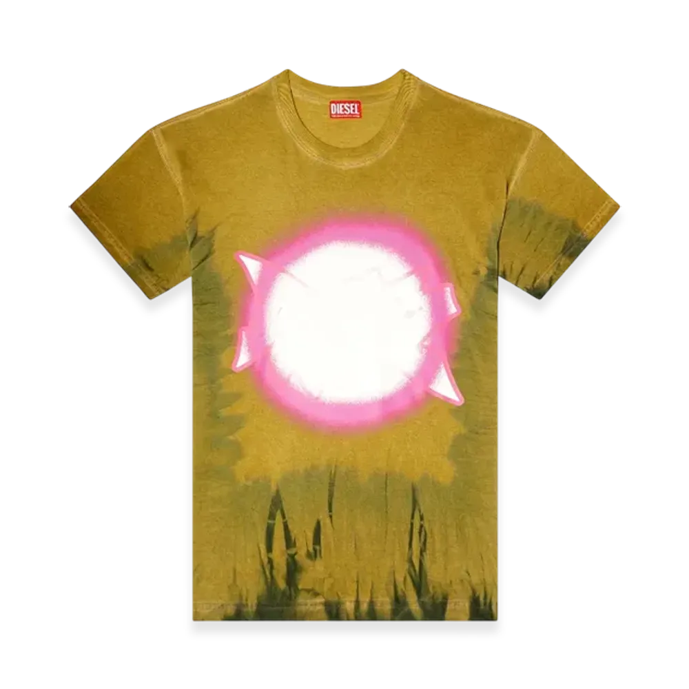 Diesel T-Boxt-R24 Tie-Dye T-Shirt With Spotlight Print "Light Brown"