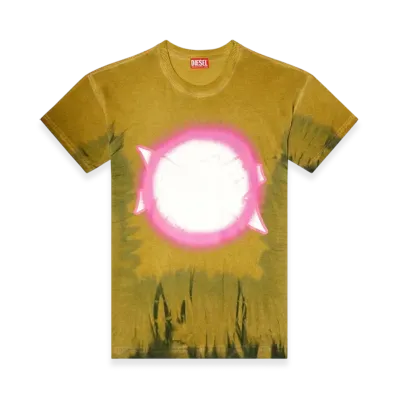 Diesel T-Boxt-R24 Tie-Dye T-Shirt With Spotlight Print "Light Brown"