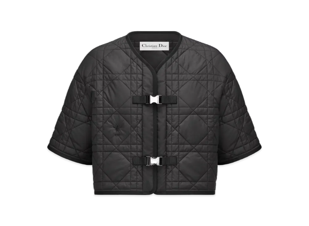 Dior Women's Macrocannage Short Sleeved Peacoat Quilted Technical Taffeta "Black"