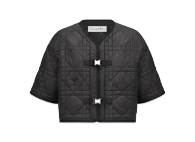Dior Women's Macrocannage Short Sleeved Peacoat Quilted Technical Taffeta "Black"