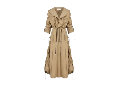 Dior Women's Ruffles Cotton Gabardine Trench Coat "Beige"