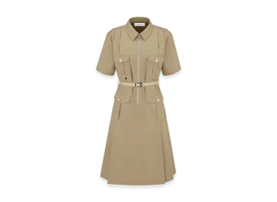 Dior Women's Dress with Belt Cotton Gabardine "Beige"