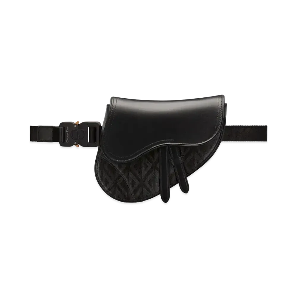 Dior Saddle Mini Bag CD Diamond Canvas & Smooth Calfskin "Black"