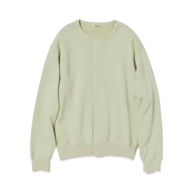 AURALEE Heavy BD Sweat Cardigan "Light Green"