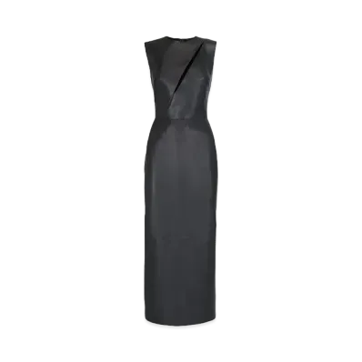 Alexander McQUEEN Leather Slashed Pencil Dress "Black"