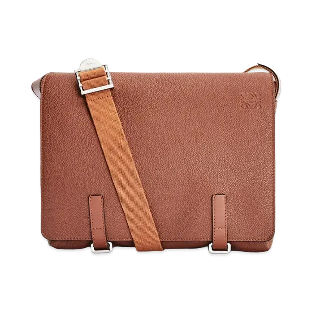 LOEWE Military Messenger Bag In Soft Grained Calfskin "Cognac"