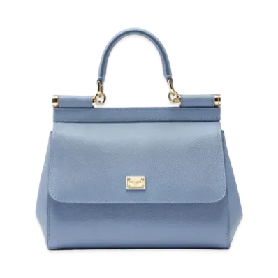 Dolce&Gabbana Sicily Bag Small Dauphine Leather "Light Blue"