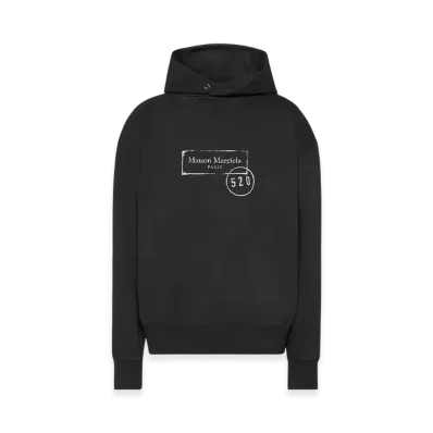 Maison Margiela Men's 520 Stamp Print Sweat Hoodie "Black"