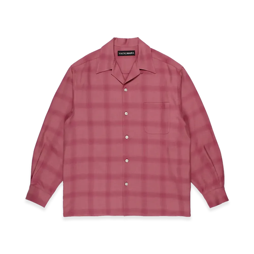 WACKO MARIA Ombre Check Open Collar Shirt "Pink"