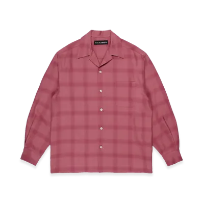WACKO MARIA Ombre Check Open Collar Shirt "Pink"