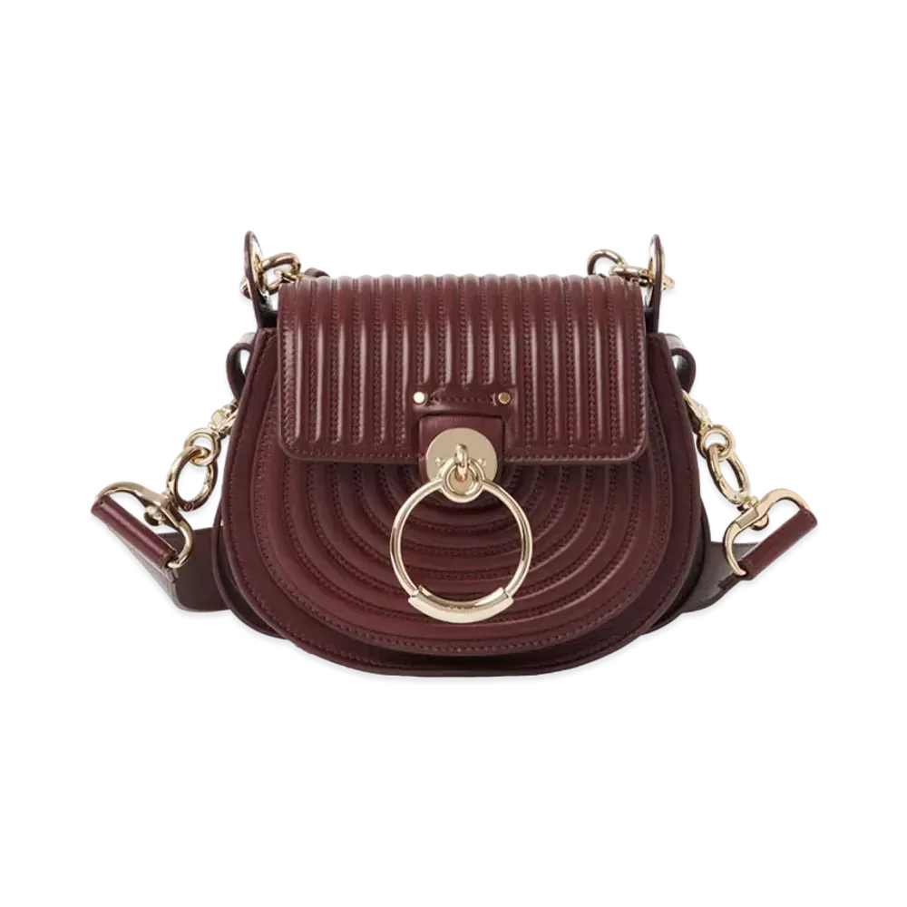 Chloe Small Tess Bag In Quilted Lambskin "Burgundy"