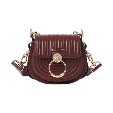 Chloe Small Tess Bag In Quilted Lambskin "Burgundy"