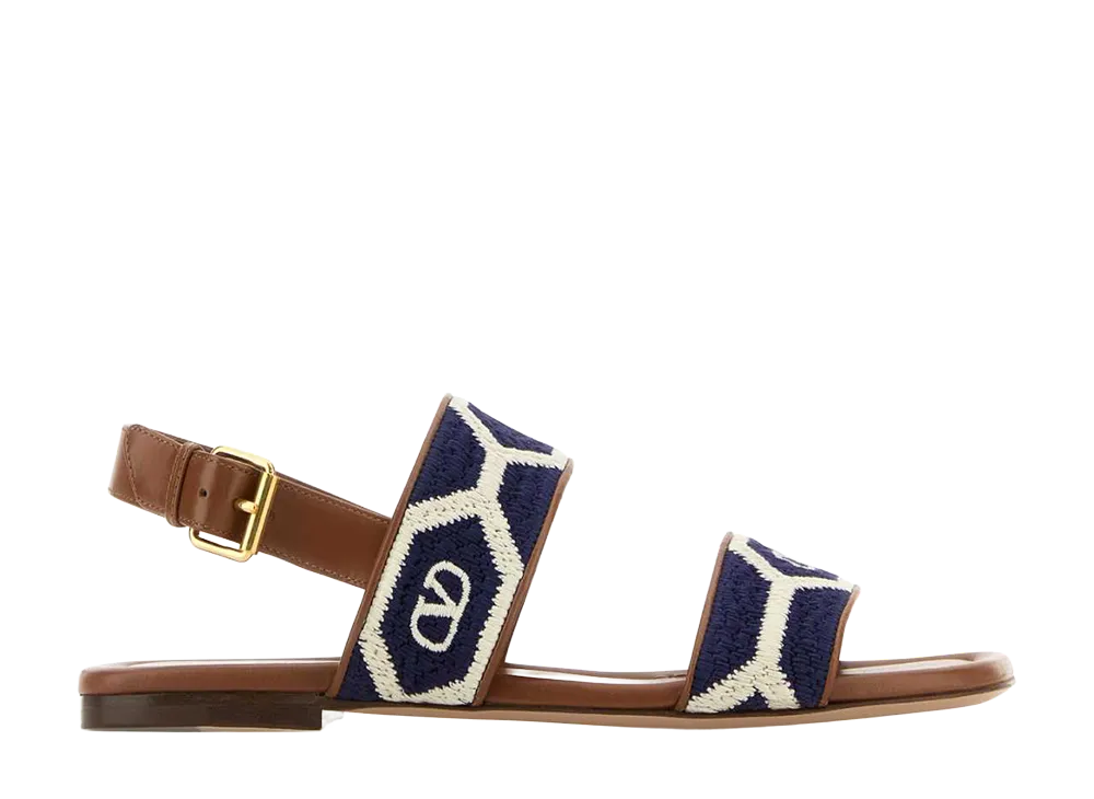 Valentino Garavani Women's Embroidered Fabric Vlogo Signautre Sandals "Printed"