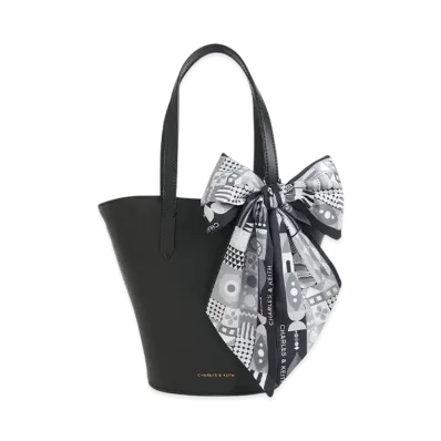 CHARLES & KEITH Siana Scarf-Print Tote Bag "Black"
