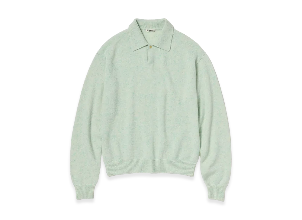 AURALEE Cashmere Nep Knit Polo "Mix Mint"