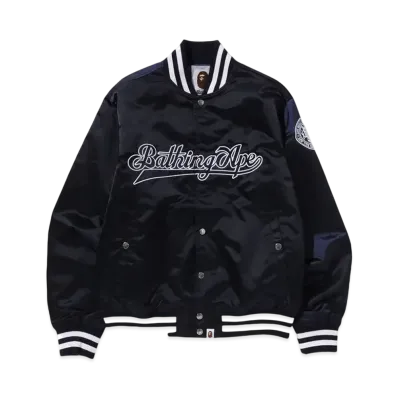 A BATHING APE Baseball Varsity Jacket "Navy"