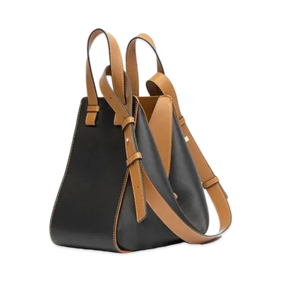 LOEWE Small Hammock Bag In Classic Calfskin "Black / Tan"