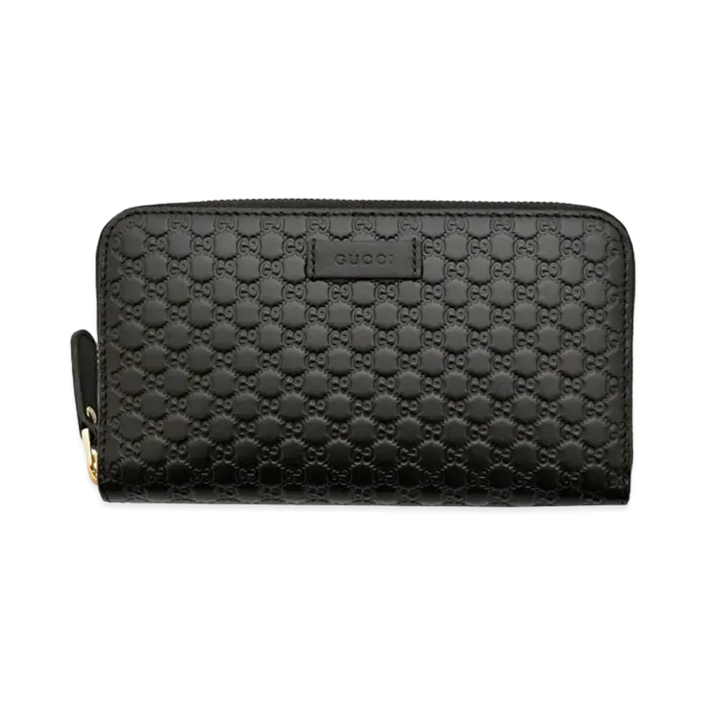 GUCCI Micro Guccissima Round Fastener Wallet "Black"
