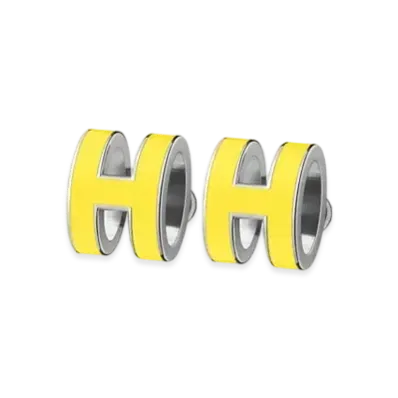 Hermes Pop H Earrings "Palladium/Mimosa Yellow"
