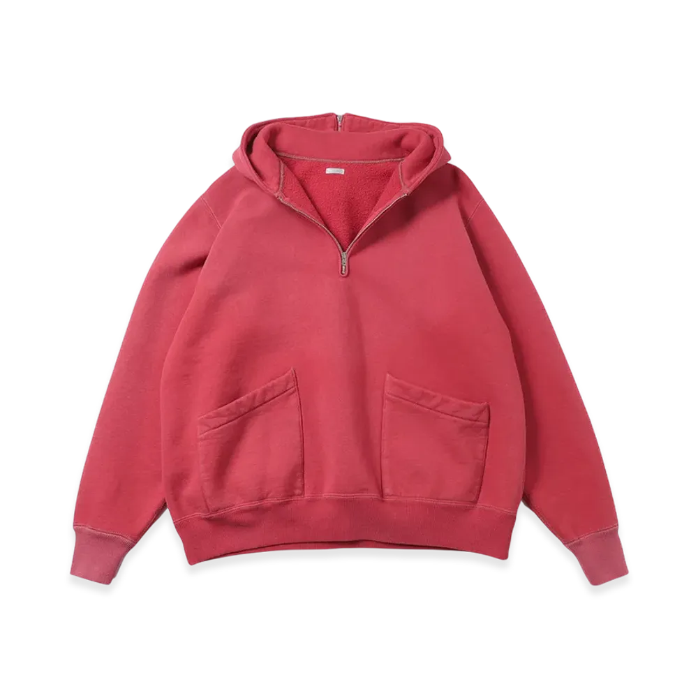 A.PRESSE Vintage Sailor Hood Half Zip Sweatshirt "Red"