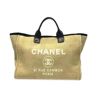 CHANEL Medium Deauville Tote Canvas "Beige/Silver"