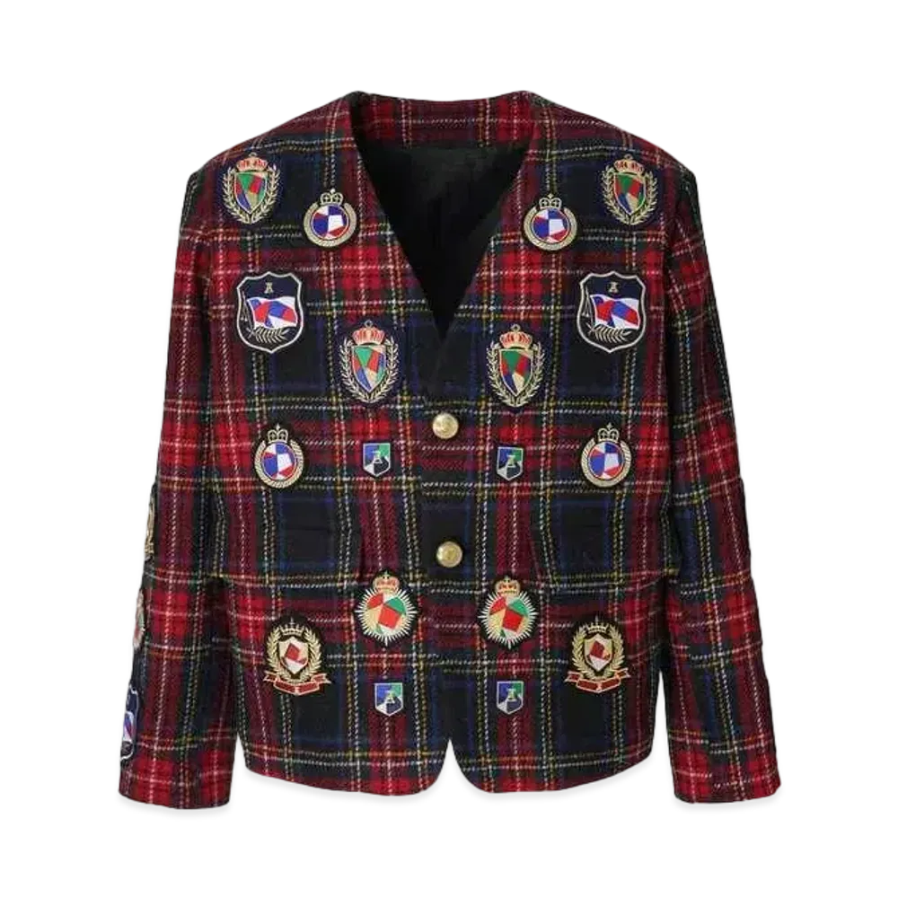 ANREALAGE Patchwork Emblem Jacket "Red"