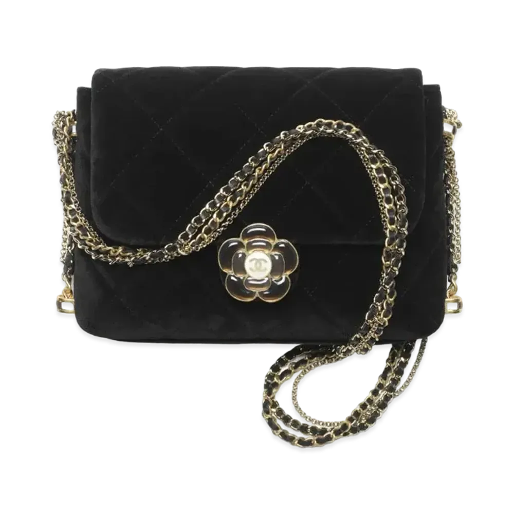 CHANEL Mini Flap Bag Velvet Enamel "Black"