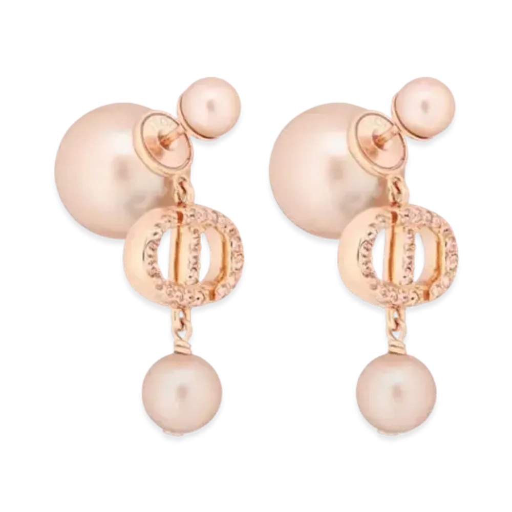 Dior Tribales Earrings Metal with Resin Pearls and Crystals "Pink"