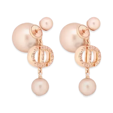 Dior Tribales Earrings Metal with Resin Pearls and Crystals "Pink"
