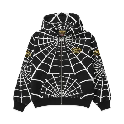 Supreme x Vanson Leathers Spider-Man Zip Up Hooded Sweatshirt "Black"