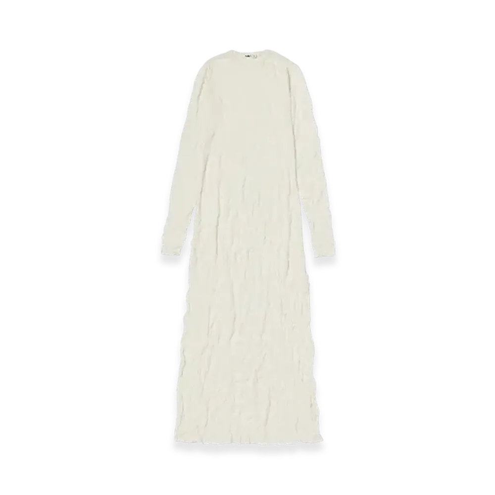 AURALEE Wrinkled Wool Polyester High Gauge Knit Dress "Ivory White"