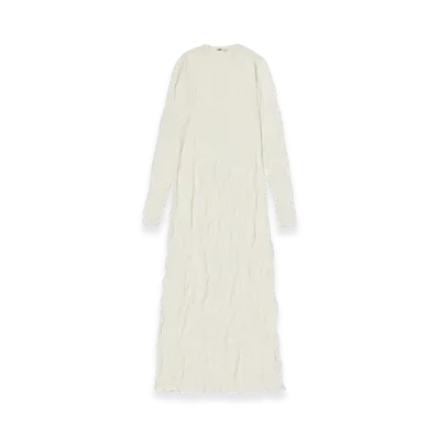 AURALEE Wrinkled Wool Polyester High Gauge Knit Dress "Ivory White"