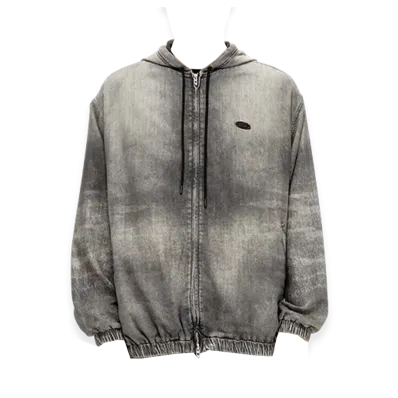 Diesel D-Offy-S Hooded jacket in marbled coated denim "Black/Dark Grey"