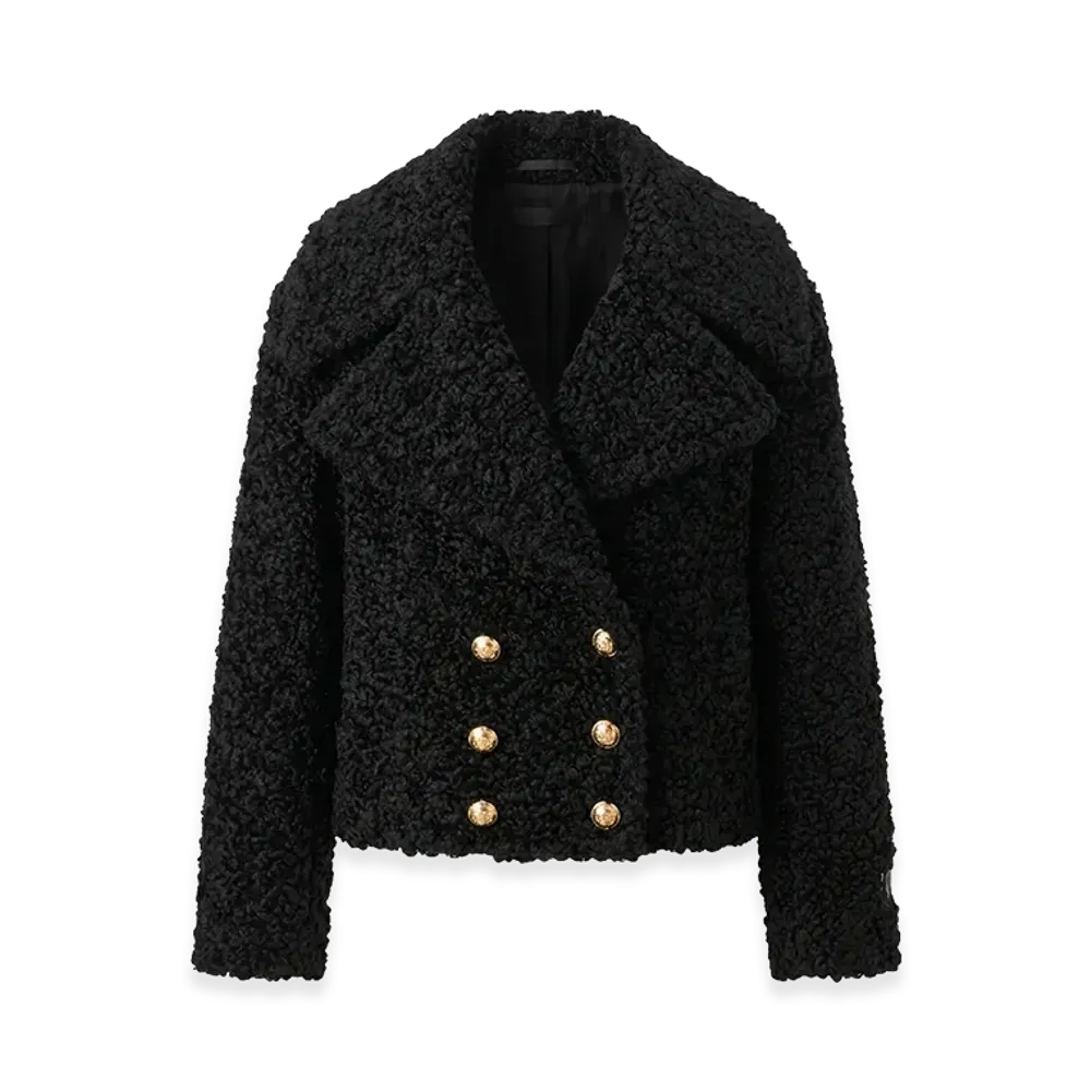 PATOU Women's Cropped Double Coat "Black"