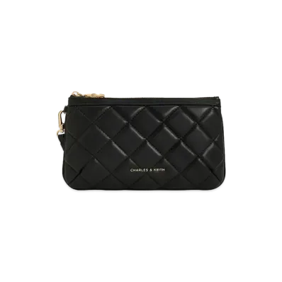 CHARLES & KEITH Cressida Quilt Wristlet "Black"
