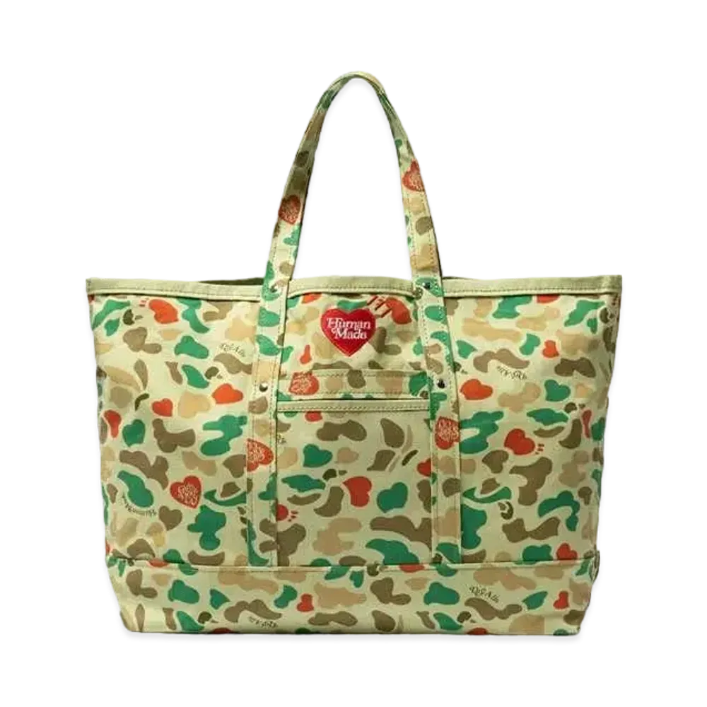 HUMAN MADE x Girls Don'T Cry Heart Camo Tote Bag Large "Green" / VERDY