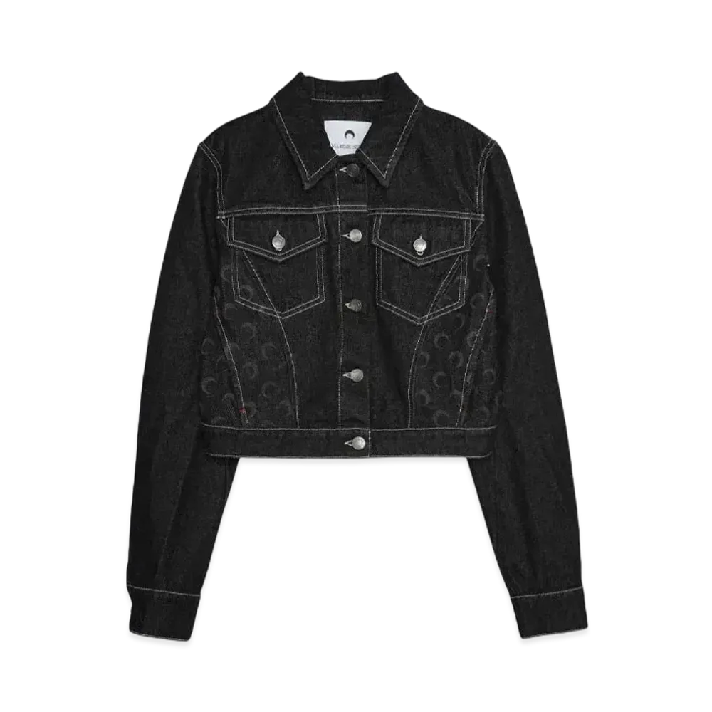 Marine serre MOON LASER DENIM CROPPED JACKET "BLACK"