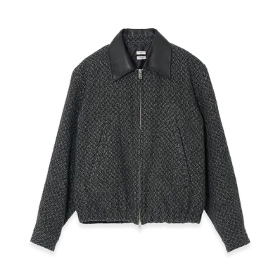 YOKE Herringbone Wool Tweed Zip Blouson "Black"