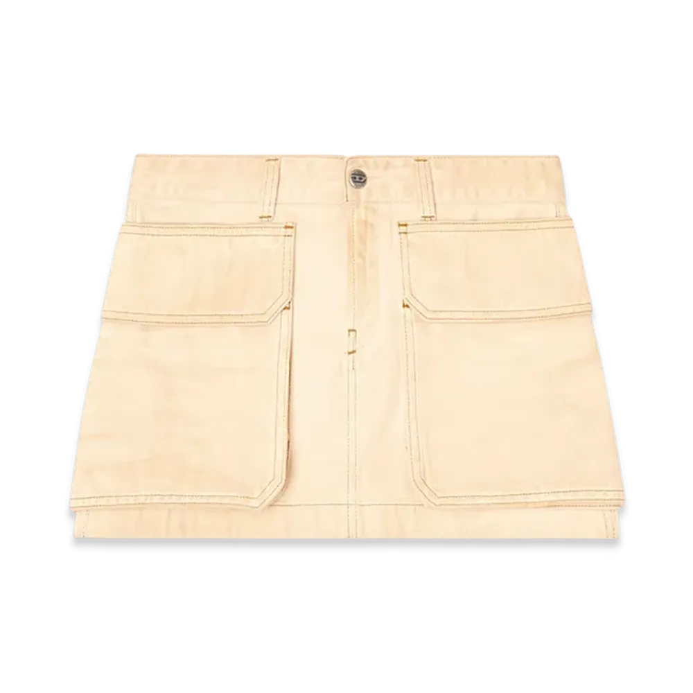 Diesel De-Ton Mini Skirt In Batavia-Weave Denim "Beige"