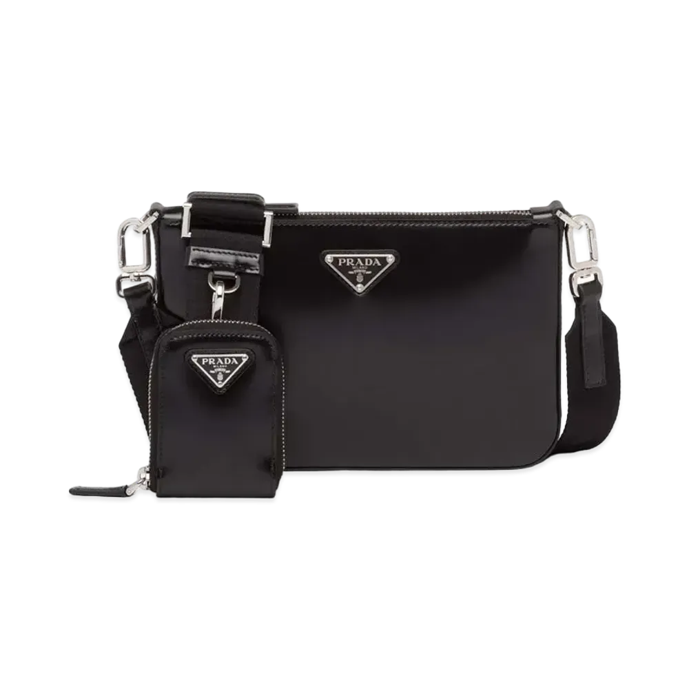 PRADA Brushed Leather Shoulder Bag "Black"