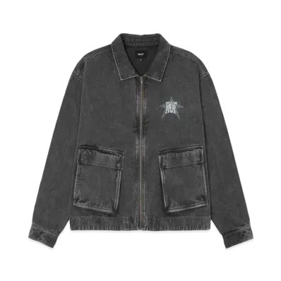 HUF Fall 24 Intergalactic Frequency Zip Shacket "Black"