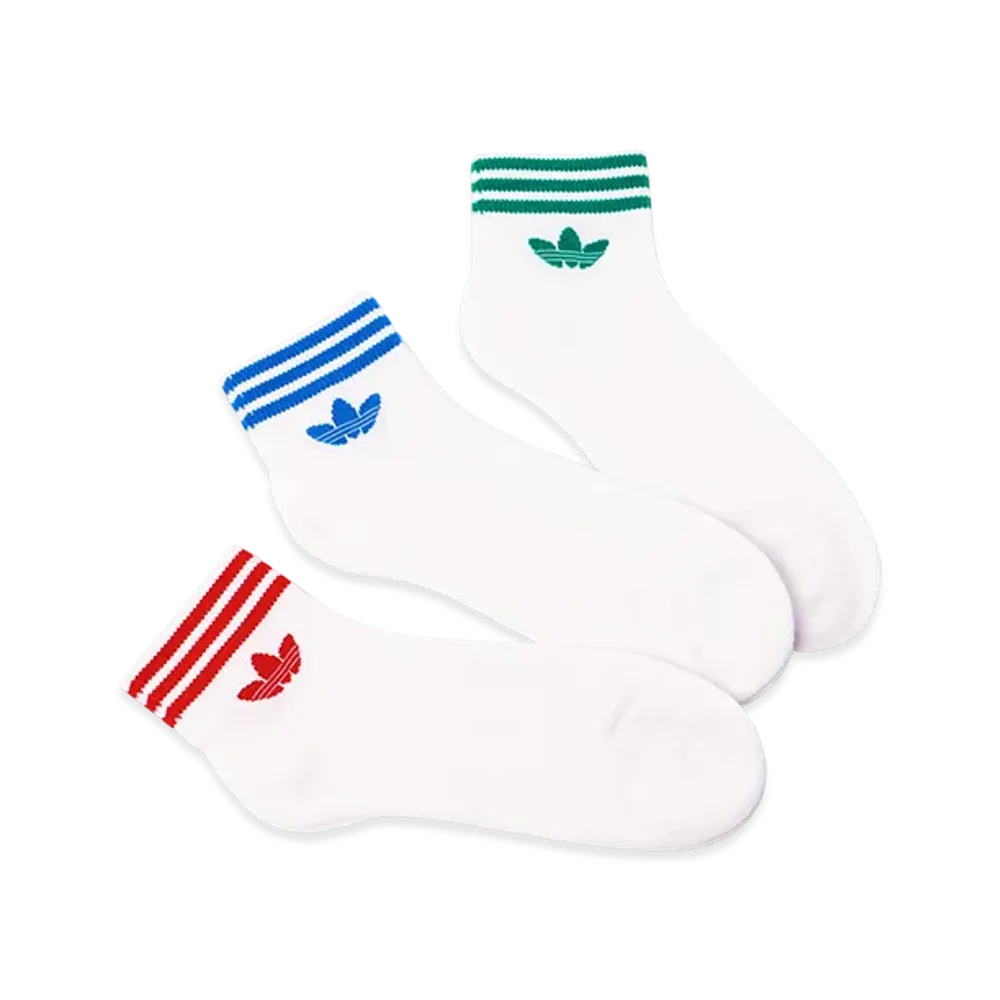 adidas Trefoil Ankle Half-Cushioned Socks 3-Pack "White/Assorted"