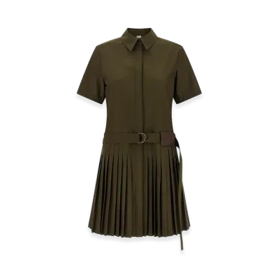 LOEWE Women's Pleated Chemisier Dress "Green"