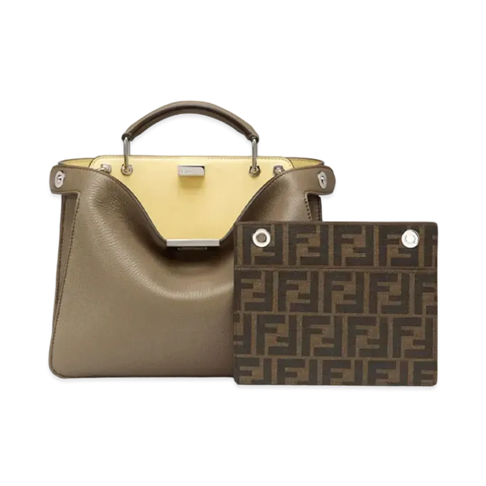 FENDI Peekaboo I See U Small Leather Bag "Gray"