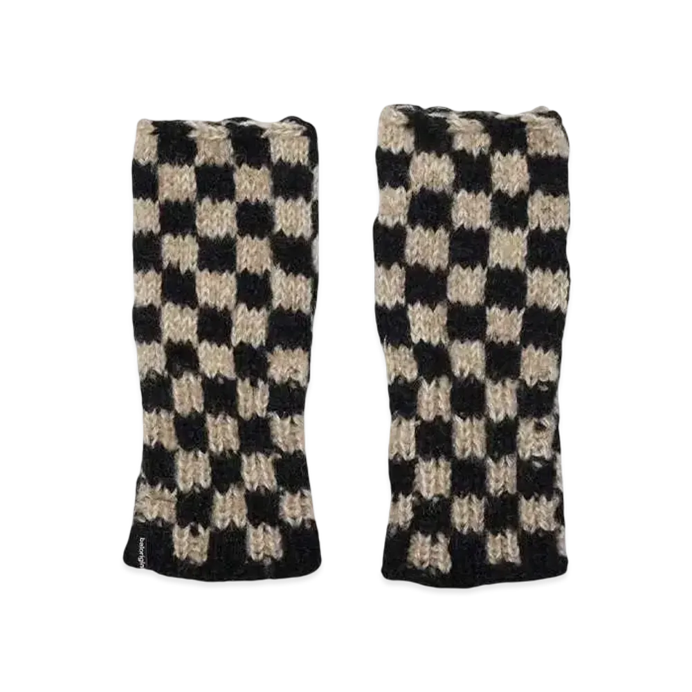 Bal CHECKERED HAND KNIT GLOVE "BROWN"