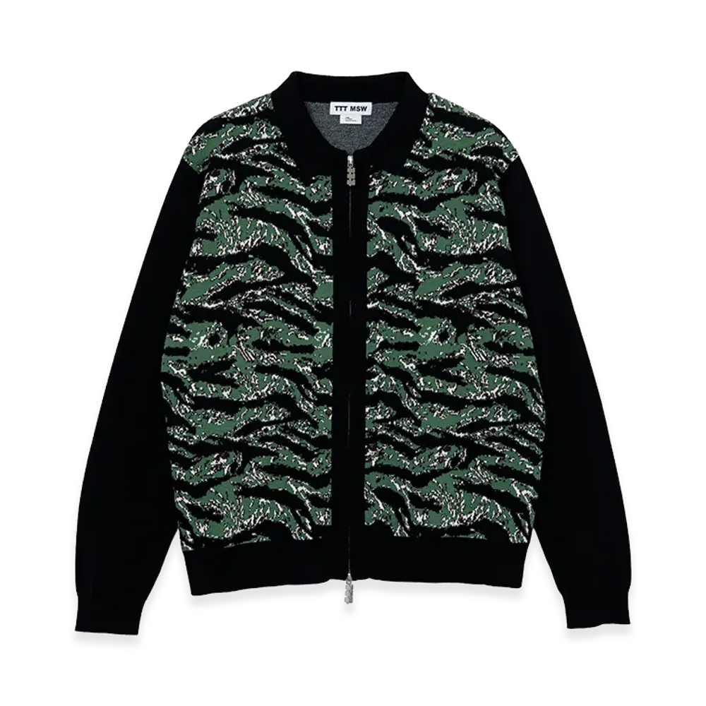 TTT MSW Tiger Camo Zip Up Knit Polo "Black"