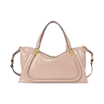 Chloe Paraty 24 Bag In Shiny Leather "Deep Beige"