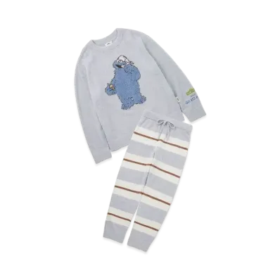GELATO PIQUE x Sesame Street Motif Jacquard Pullover & Long Pants Set (Homme) "Blue"