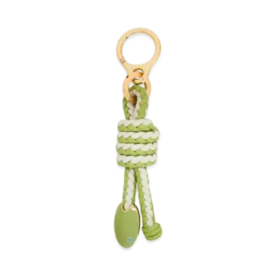LOEWE Snake Knot Charm in Classic Calfskin "Green Bean/Sea Salt"