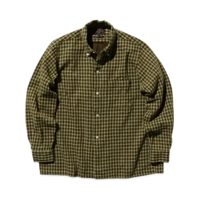 BEAMS Open B.D. Panama Check Double Face "Brown"